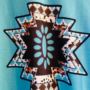 SHEIN Turquoise Geometric Long Sleeve Dress